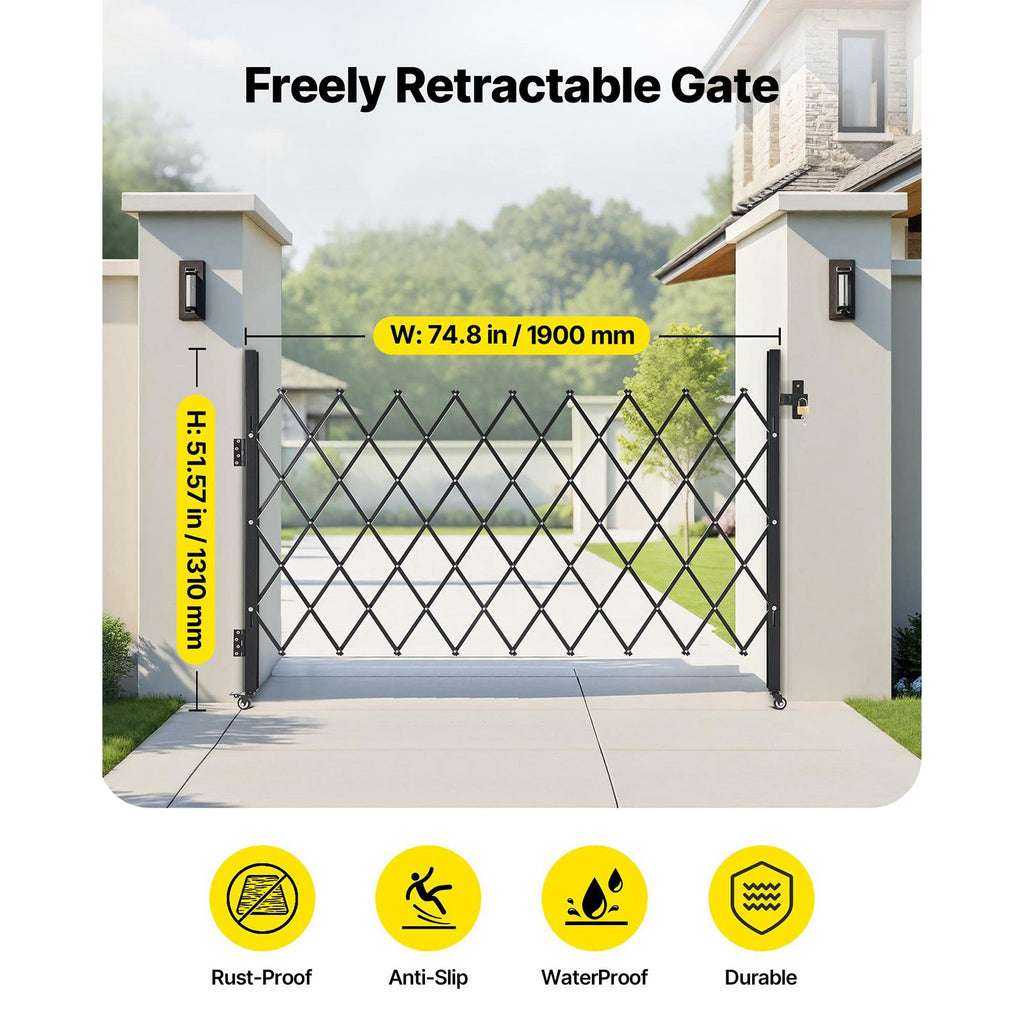 Lockable Folding Scissor Gate with Swivel Casters
