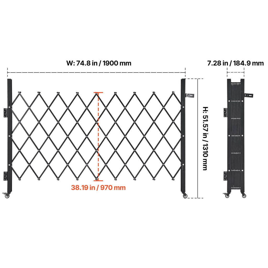 Lockable Folding Scissor Gate with Swivel Casters