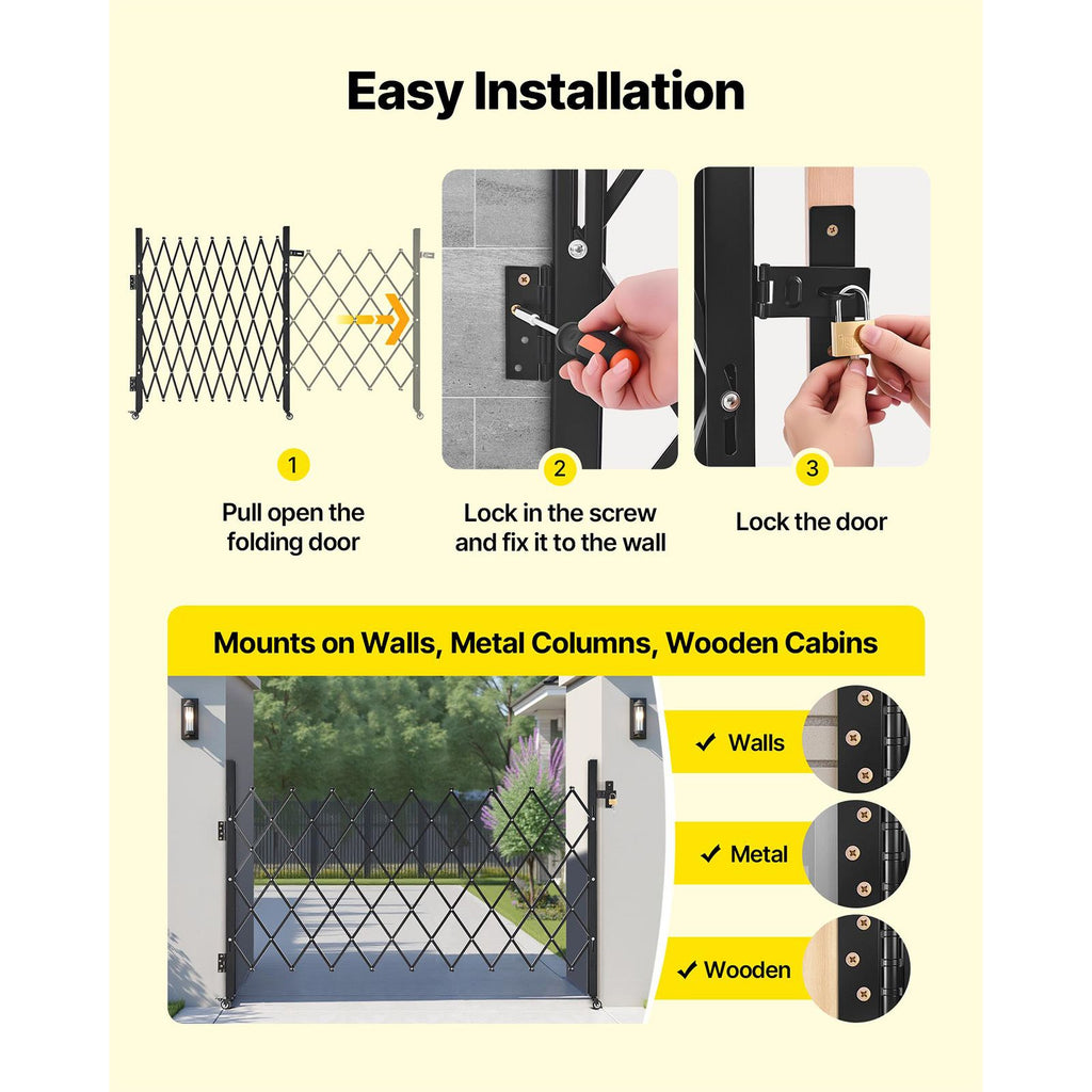 Lockable Folding Scissor Gate with Swivel Casters