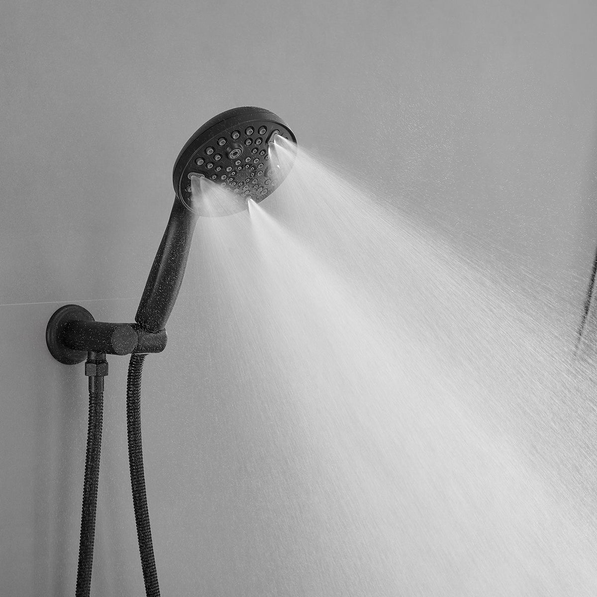 Matte Black Rain Shower and Handheld Faucet Set