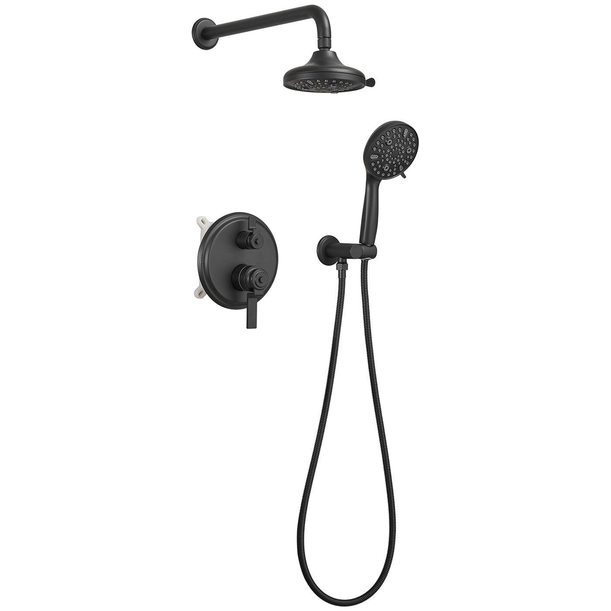 Matte Black Rain Shower and Handheld Faucet Set