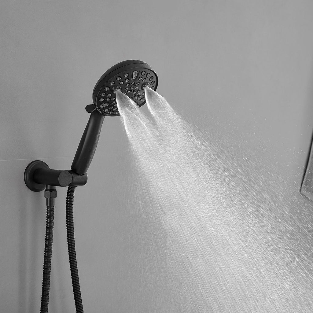 Matte Black Rain Shower and Handheld Faucet Set