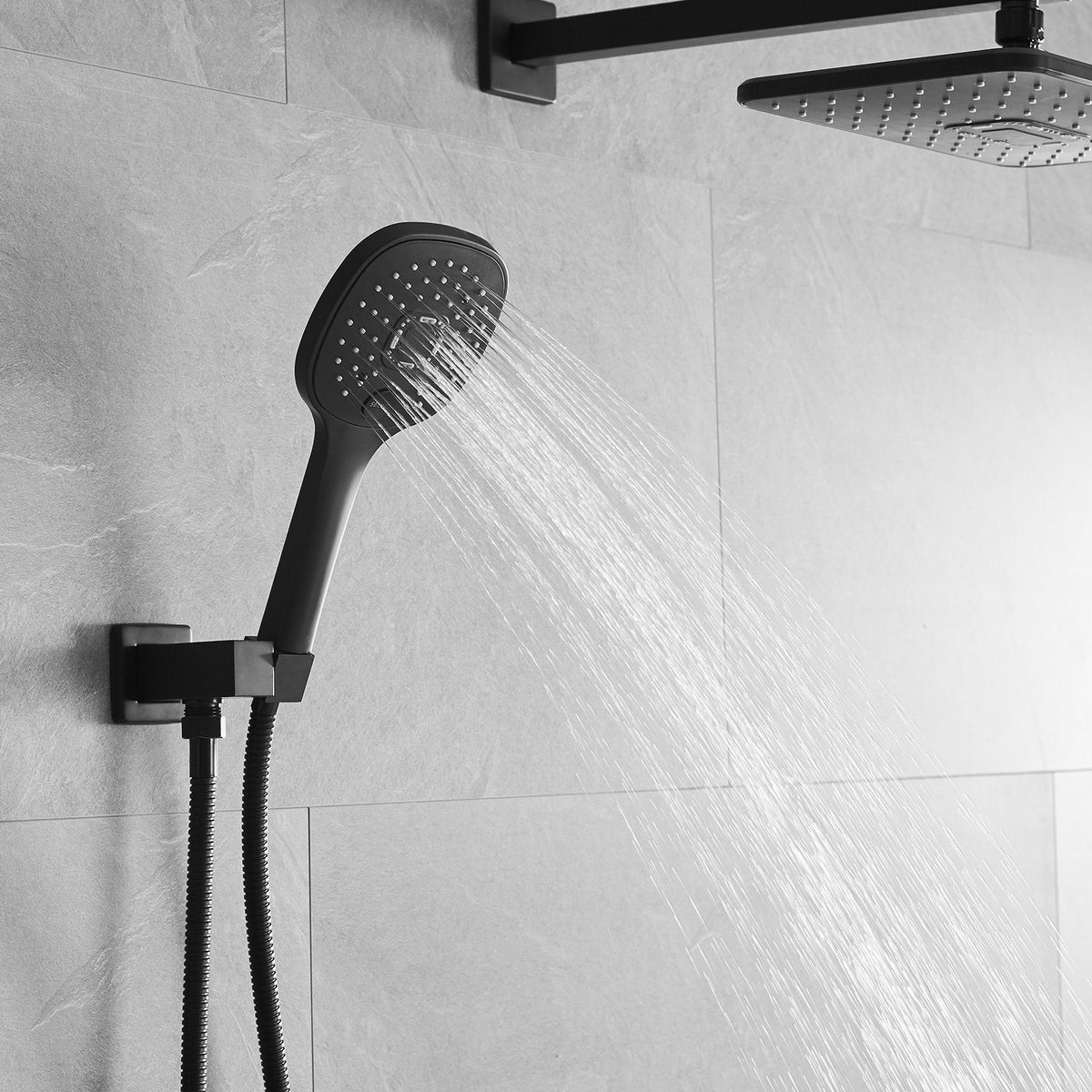 Matte Black Rain and Handheld Shower System with Valve