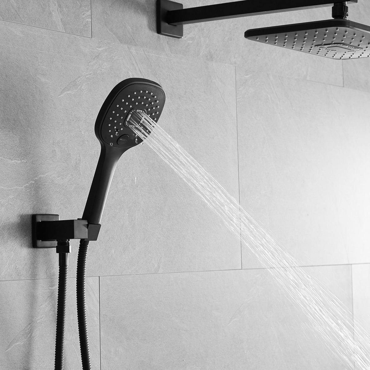 Matte Black Rain and Handheld Shower System with Valve