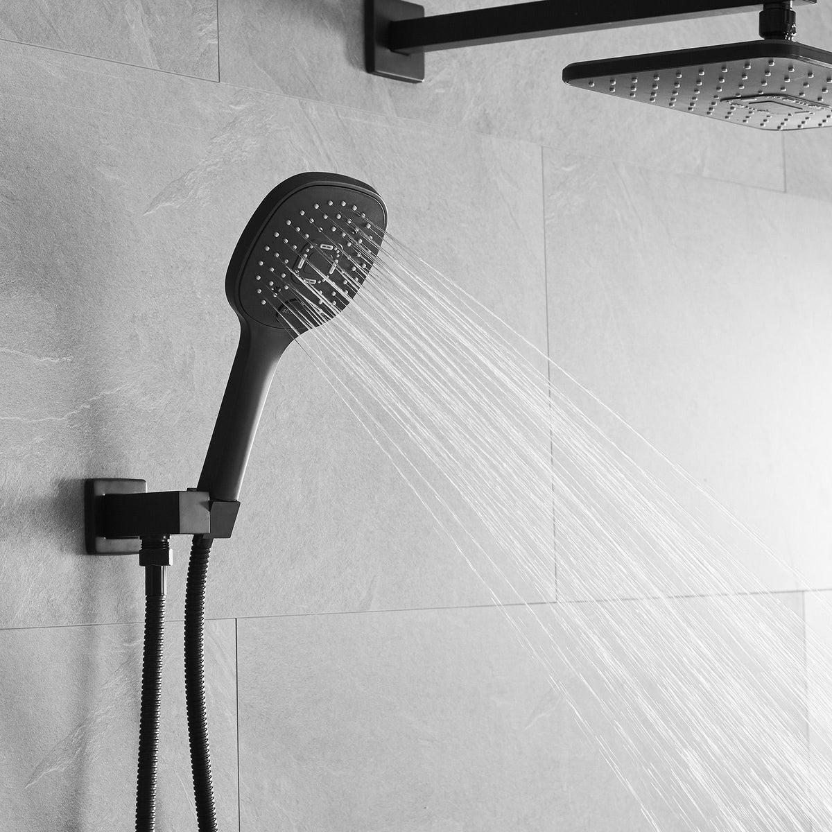 Matte Black Rain and Handheld Shower System with Valve