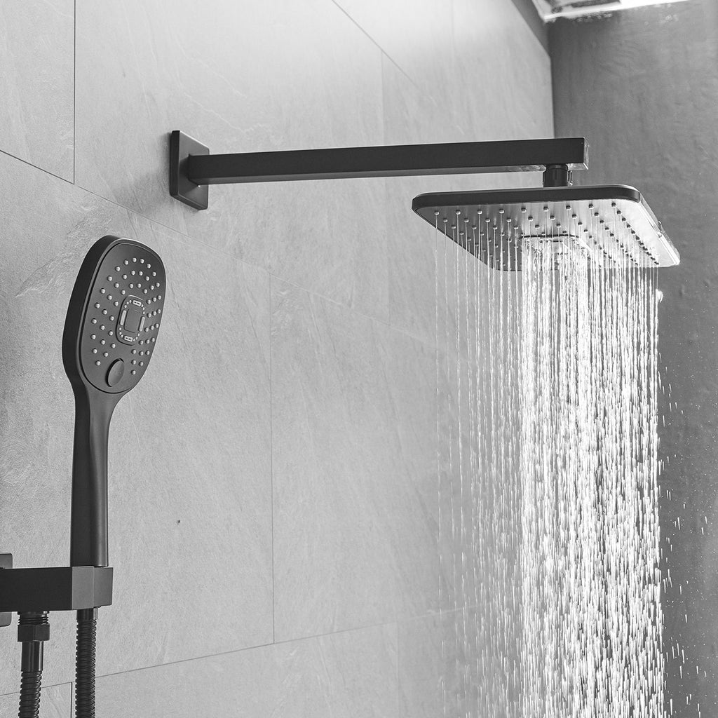 Matte Black Rain and Handheld Shower System with Valve