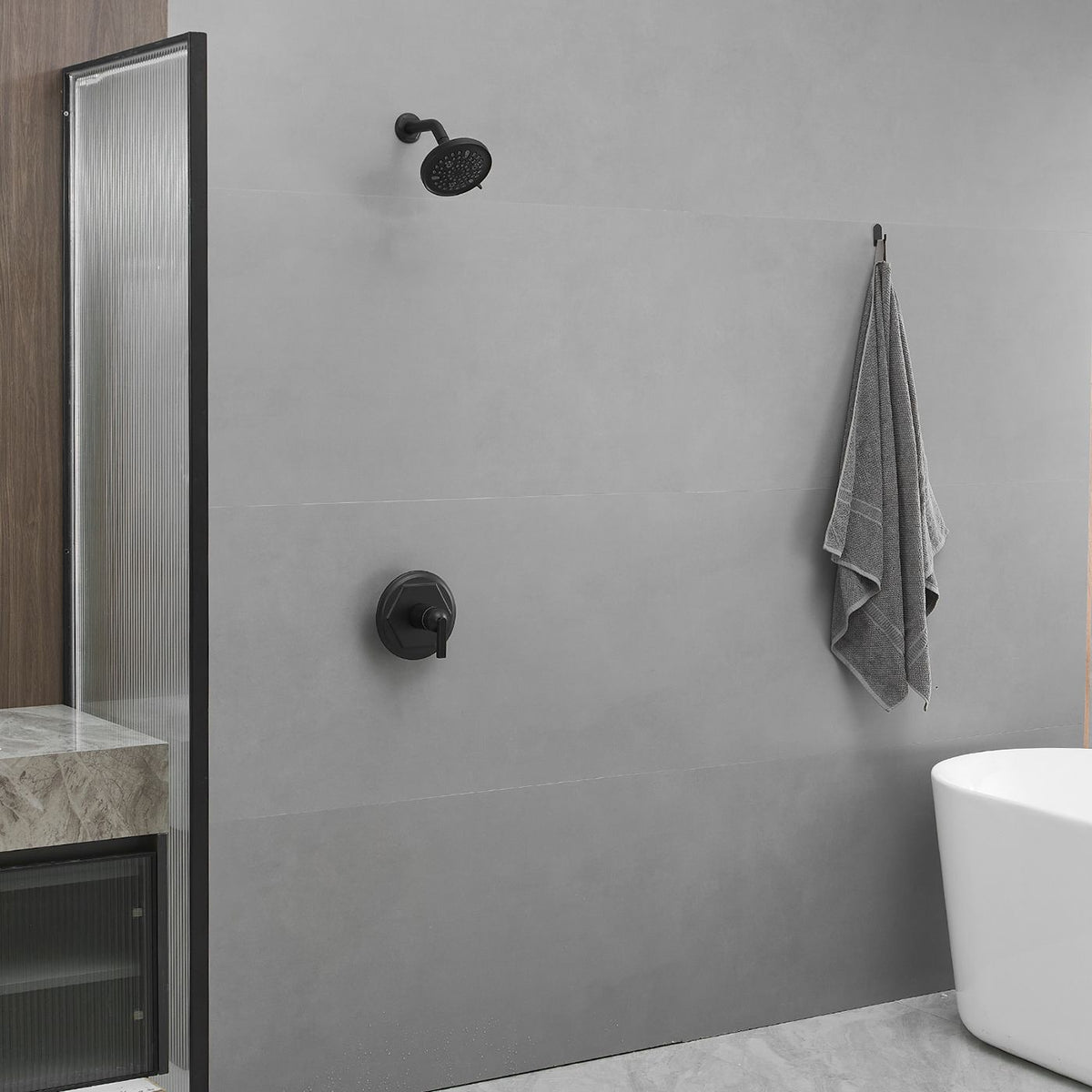 9-Spray High Pressure Rain Shower Faucet with Pressure Balance Valve – Matte Black