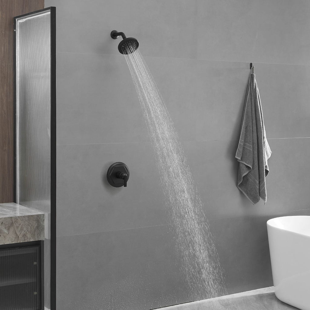 9-Spray High Pressure Rain Shower Faucet with Pressure Balance Valve – Matte Black