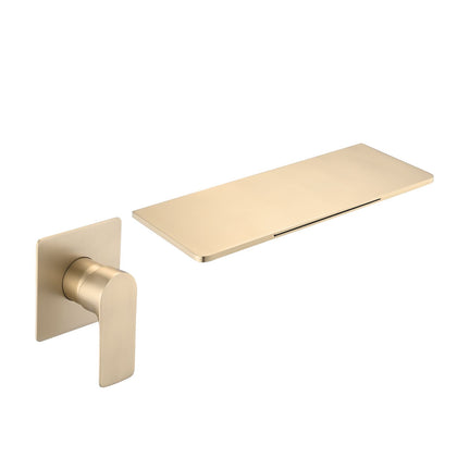 Brushed Gold Waterfall Sink Faucet with Shelf Spout