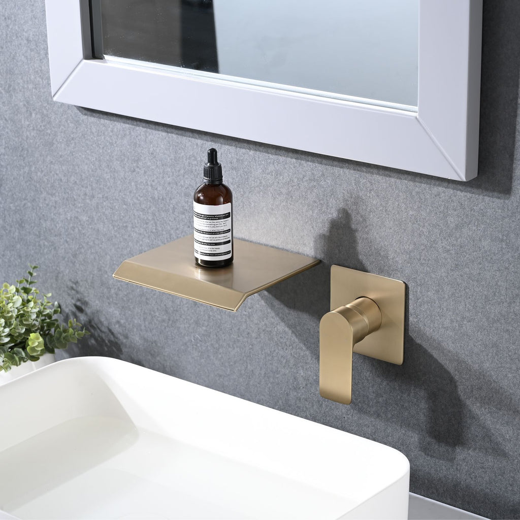 Premium Brushed Gold Waterfall Faucet with Single Handle Control