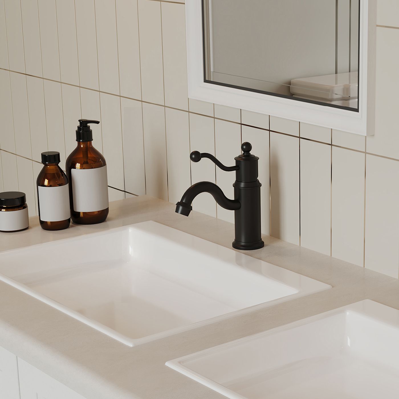 Antique-Inspired Matte Black Single-Handle Bathroom Faucet