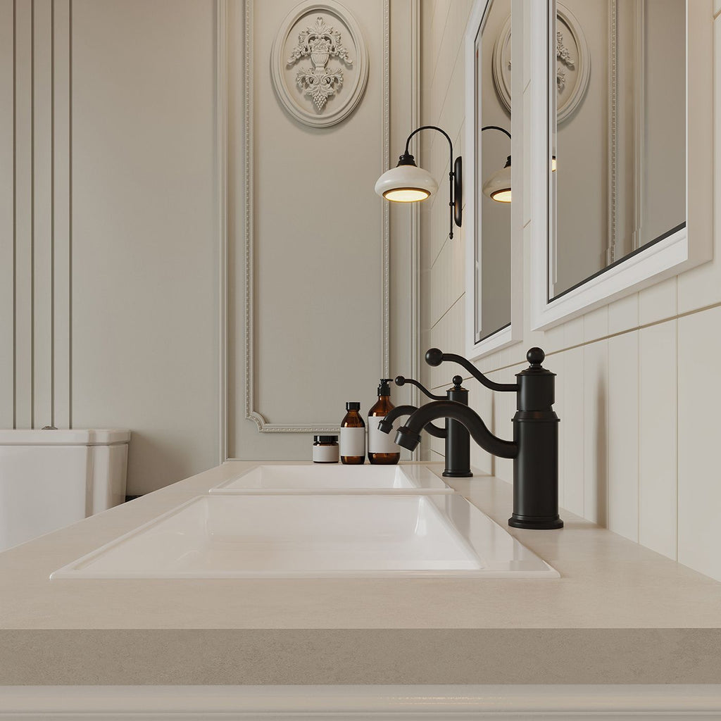 Antique-Inspired Matte Black Single-Handle Bathroom Faucet