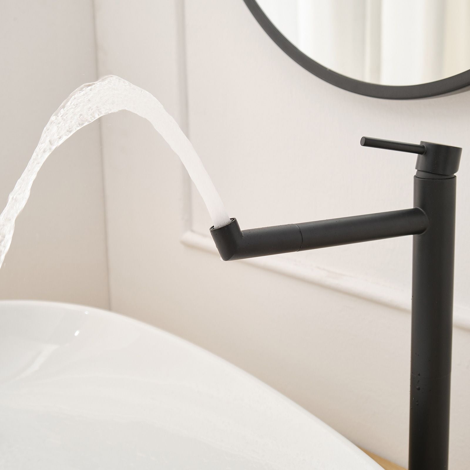 Single Hole Single Handle Bathroom Vessel Sink Faucet with Supply Hose in Black Gold