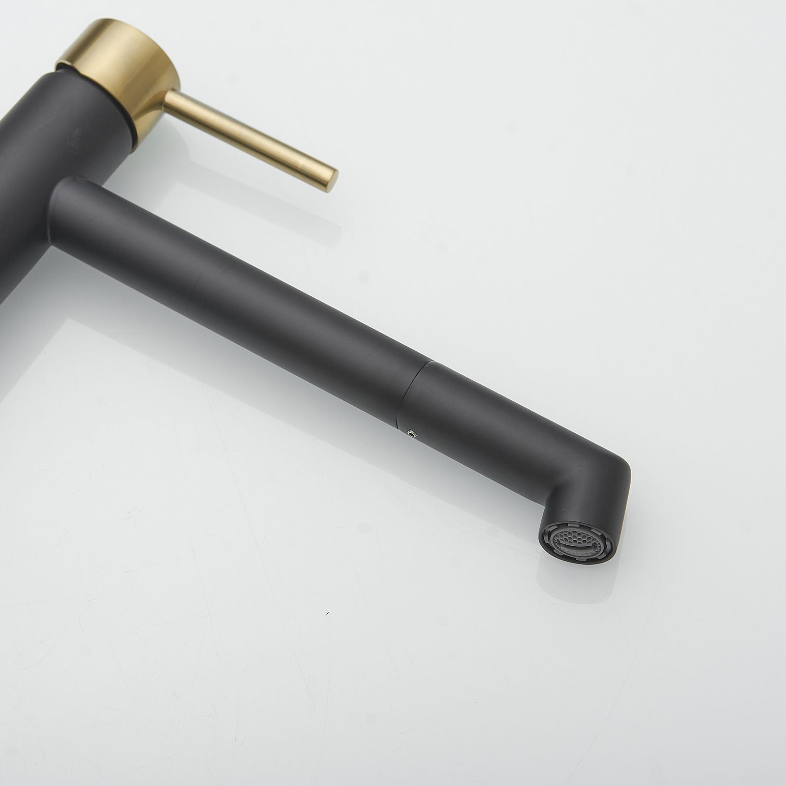 Single Hole Single Handle Bathroom Vessel Sink Faucet with Supply Hose in Black Gold