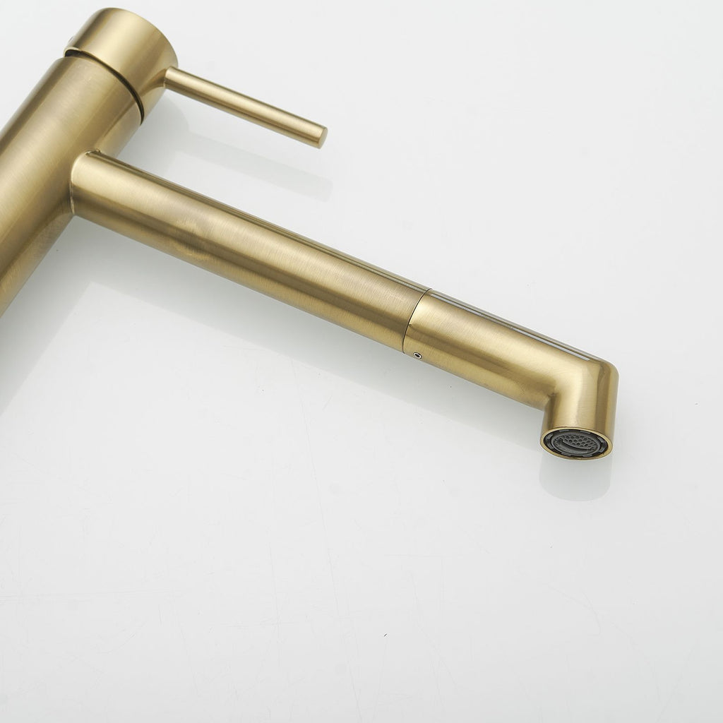 Single Hole Single Handle Bathroom Vessel Sink Faucet with Supply Hose in Black Gold