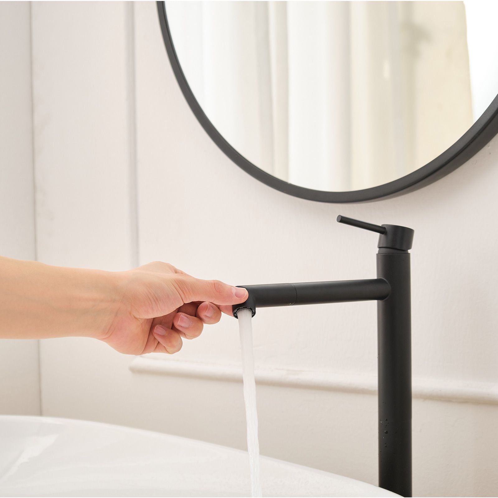 Single Hole Single Handle Bathroom Vessel Sink Faucet with Supply Hose in Black Gold