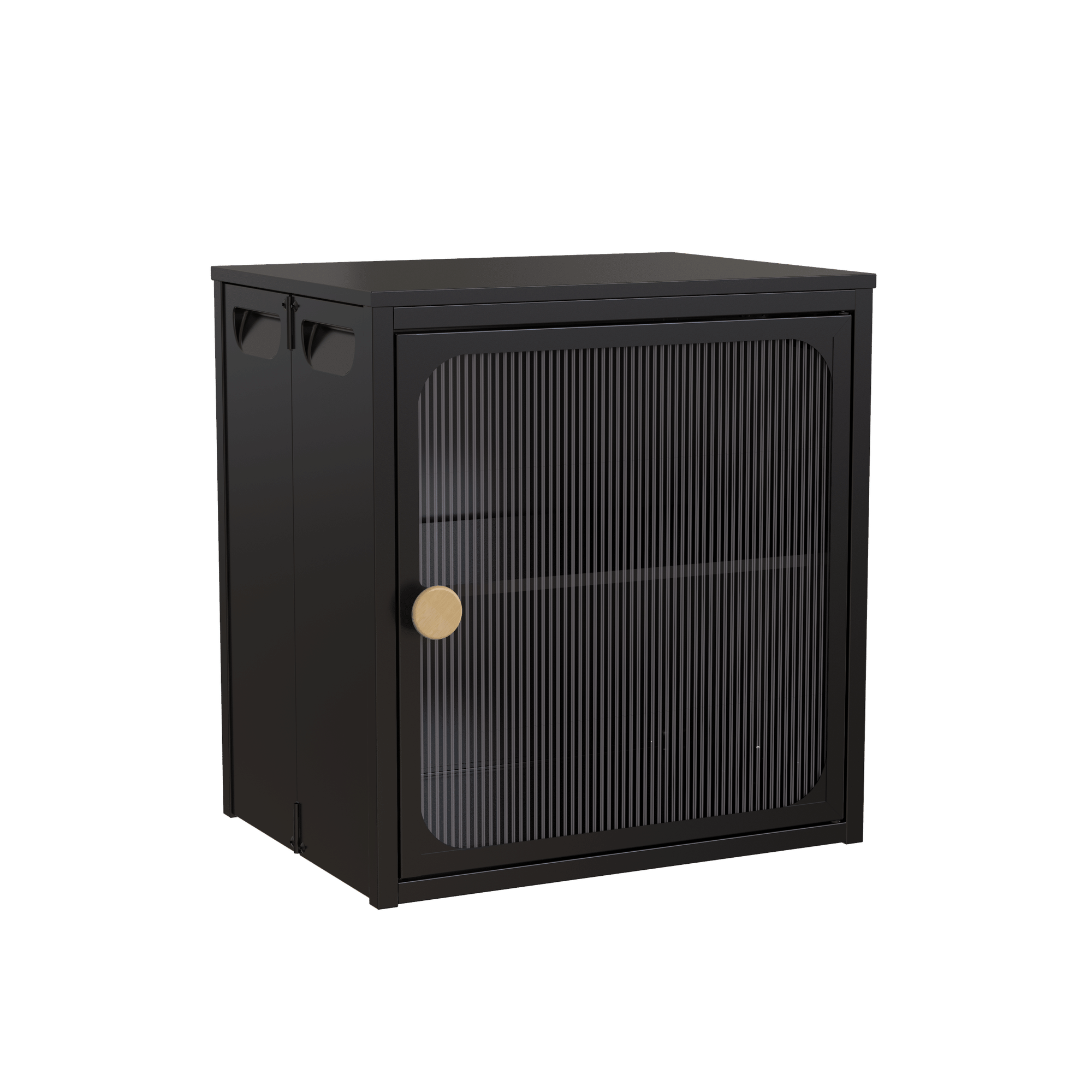 Foldable Black Cabinet with Removable Shelves