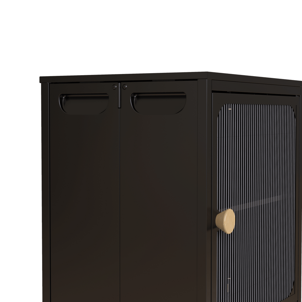 Foldable Black Cabinet with Removable Shelves