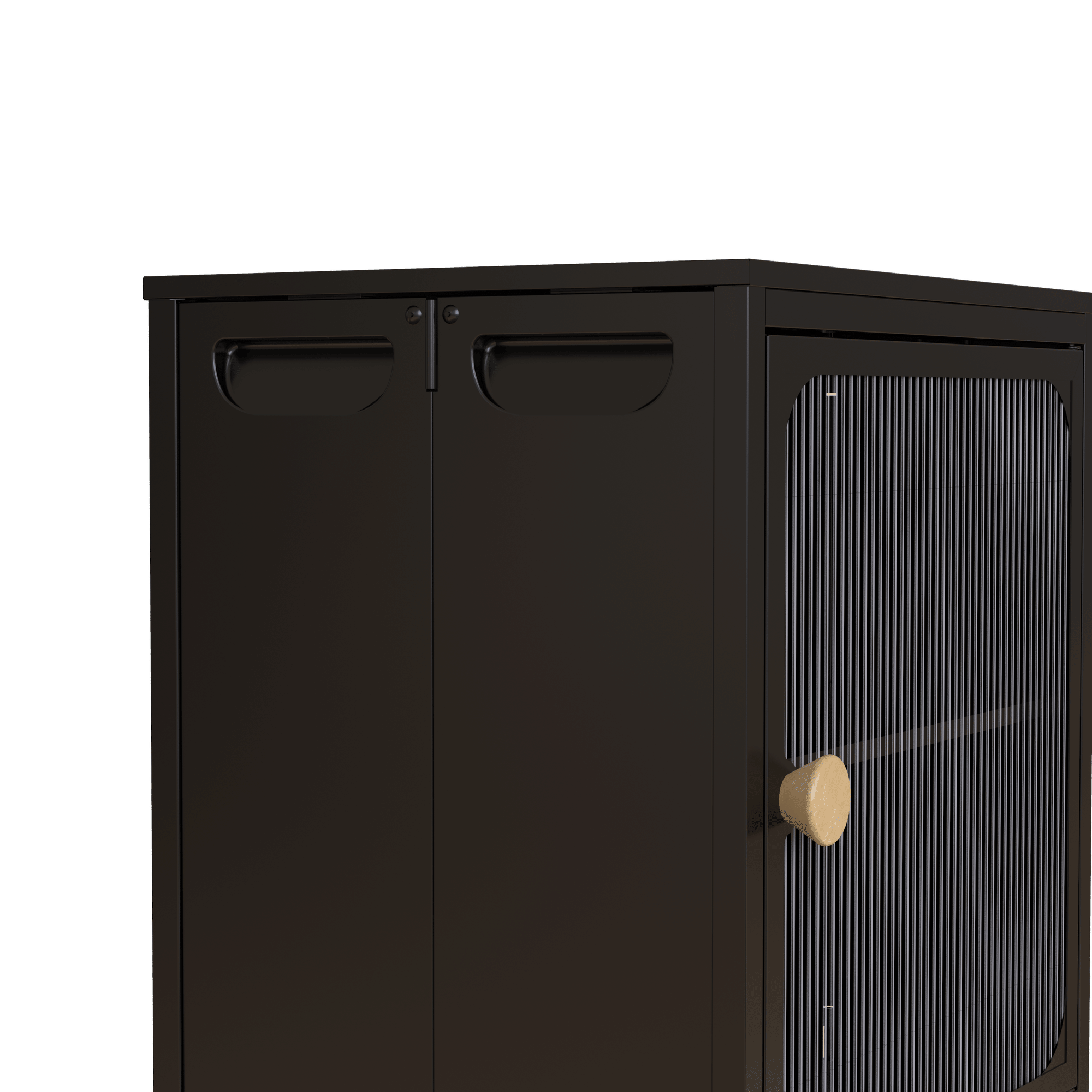 Foldable Black Cabinet with Removable Shelves