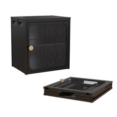 Foldable Black Cabinet with Removable Shelves