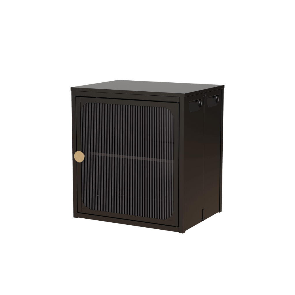 Foldable Black Cabinet with Removable Shelves