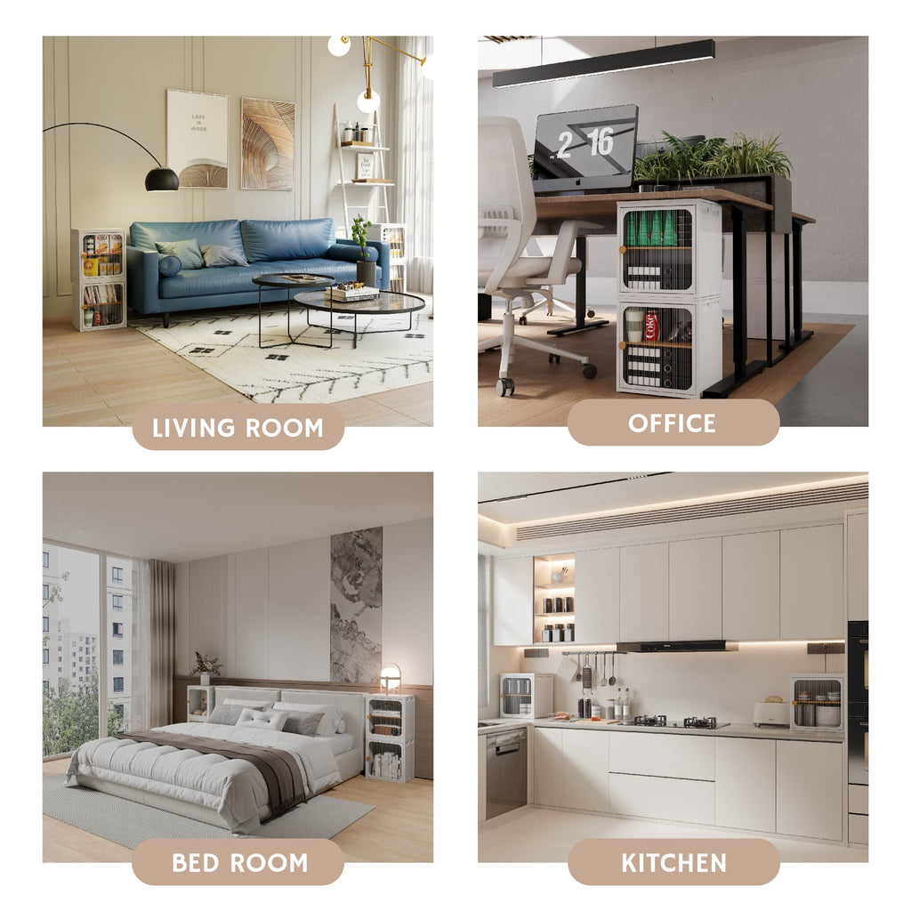 Foldable Steel-Wood Cabinet with Anti-Slip Design – Easy DIY Storage with Door