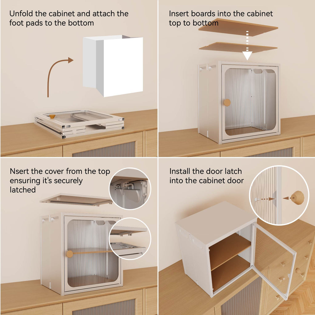 Foldable Steel-Wood Cabinet with Anti-Slip Design – Easy DIY Storage with Door