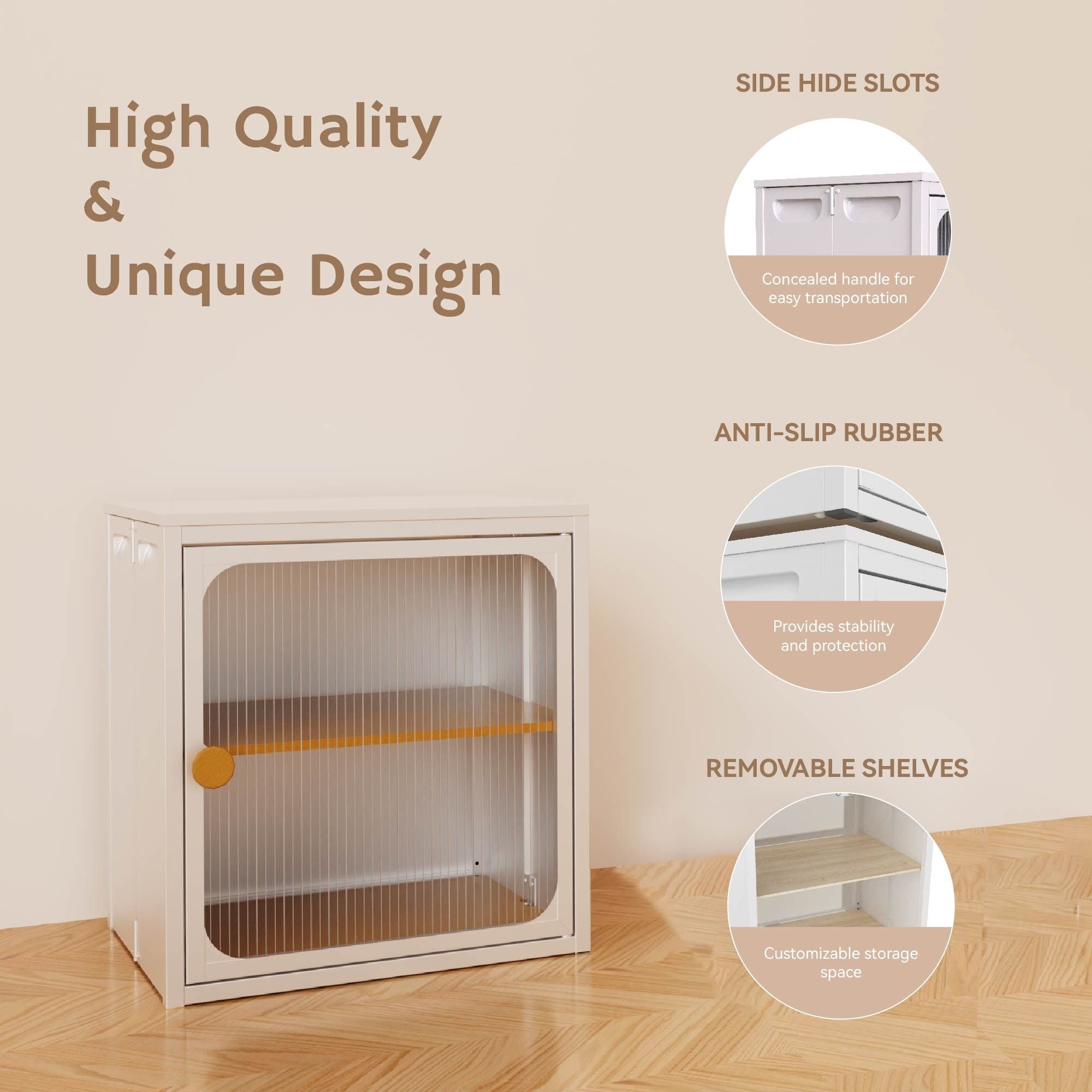 Foldable Steel-Wood Cabinet with Anti-Slip Design – Easy DIY Storage with Door