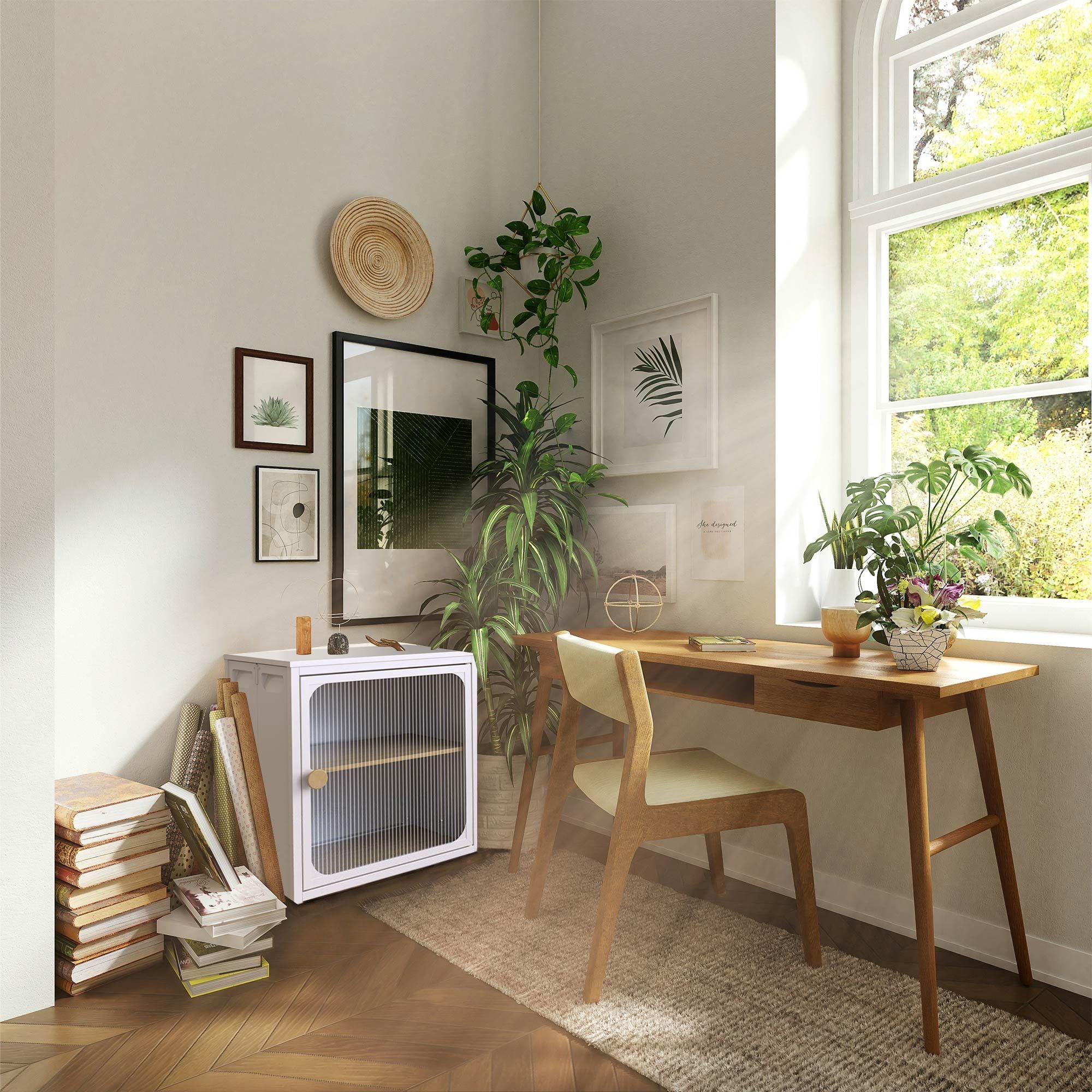 Foldable Steel-Wood Cabinet with Anti-Slip Design – Easy DIY Storage with Door