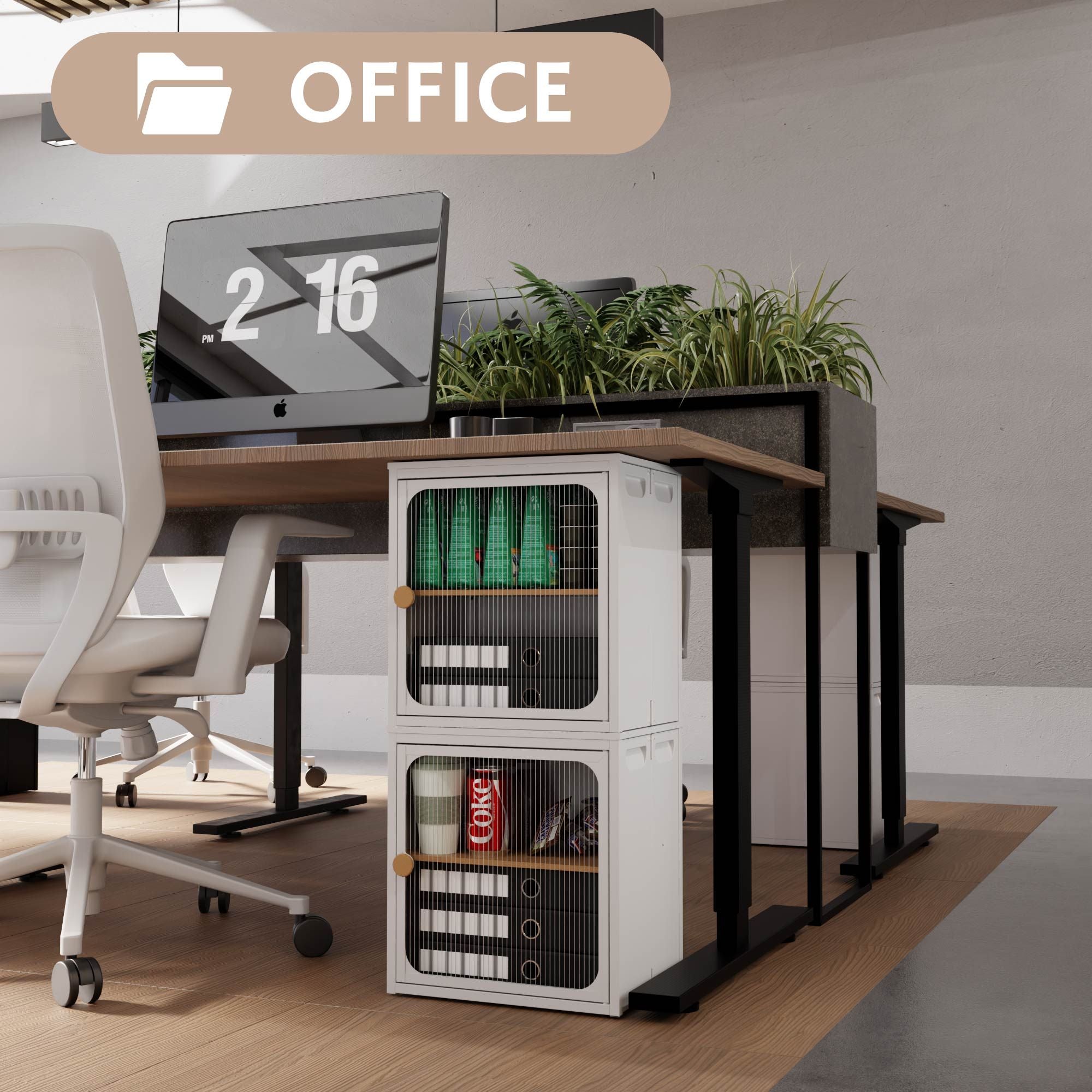 Foldable Steel-Wood Cabinet with Anti-Slip Design – Easy DIY Storage with Door