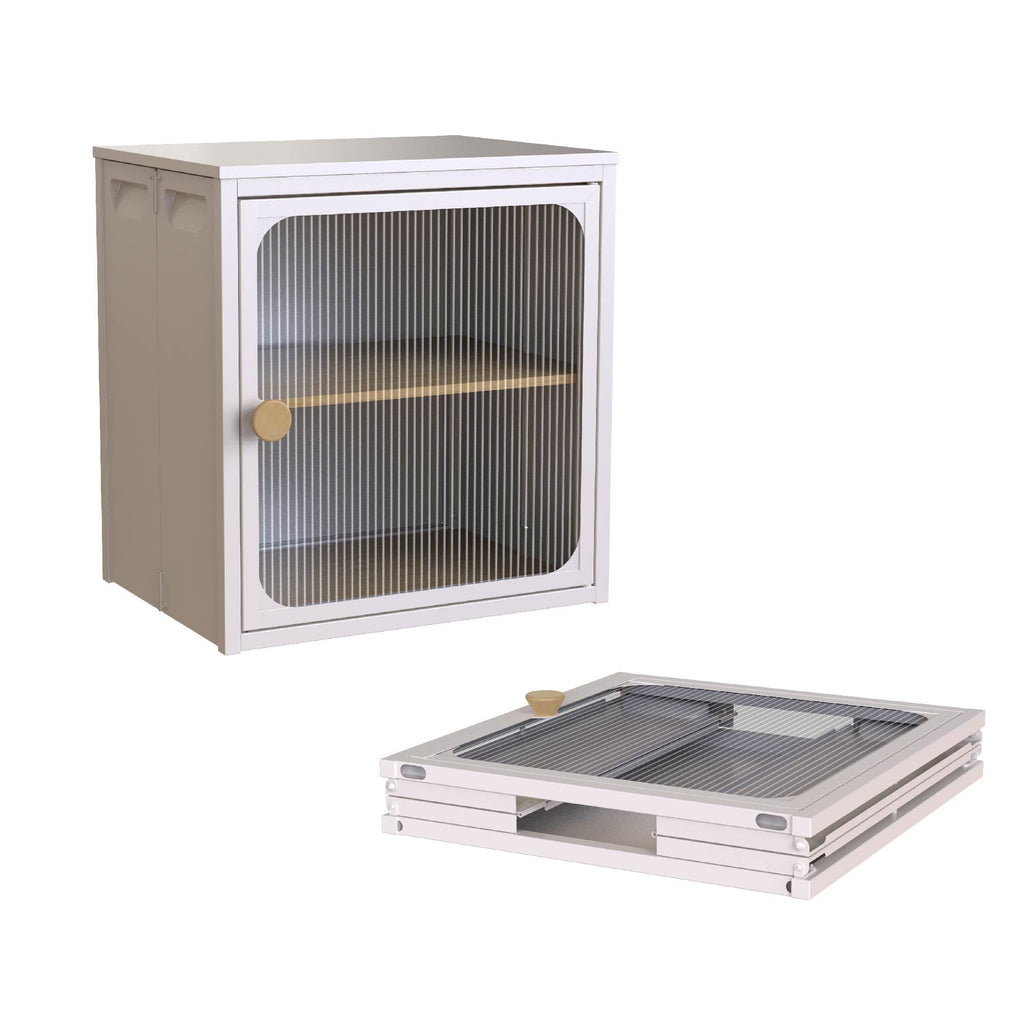 Foldable Steel-Wood Cabinet with Anti-Slip Design – Easy DIY Storage with Door