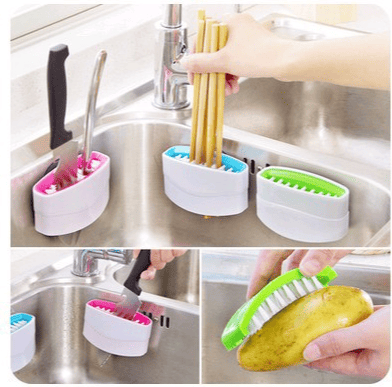 Multi-Purpose Sink Brush with Suction Attachment for Effortless Cleaning