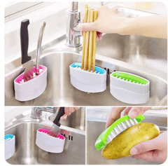 Multi-Purpose Sink Brush with Suction Attachment for Effortless Cleaning