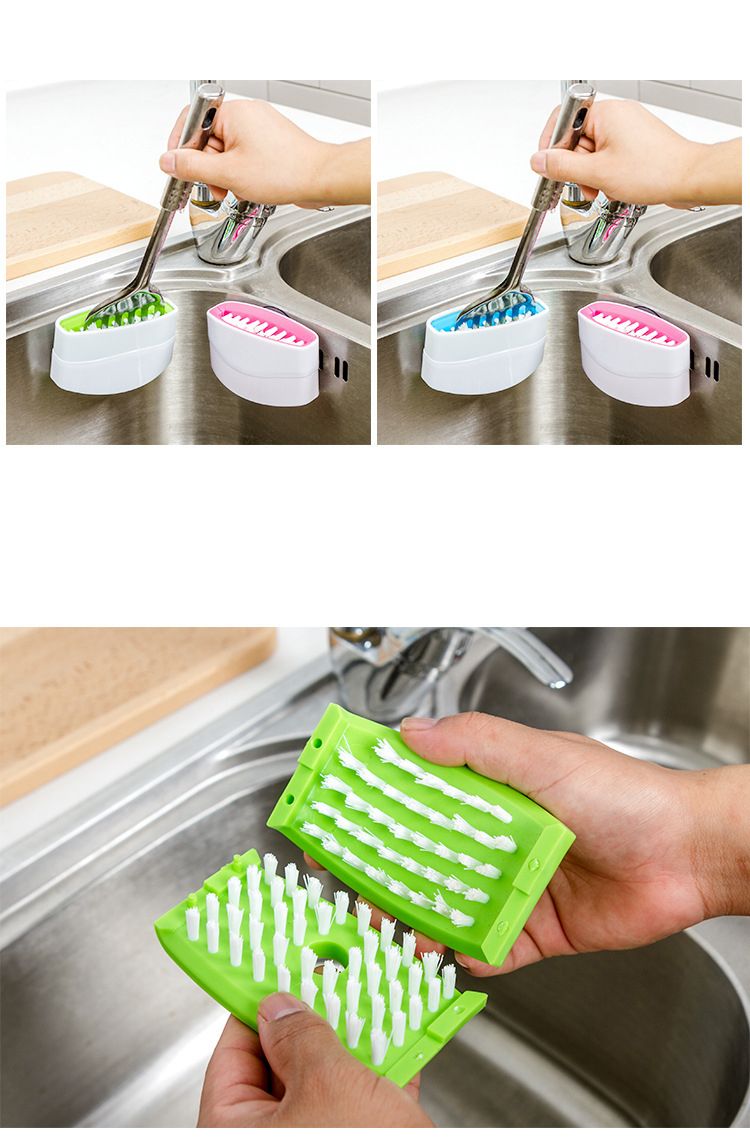 Multi-Purpose Sink Brush with Suction Attachment for Effortless Cleaning