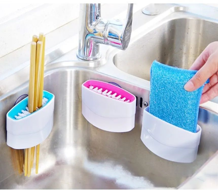 Multi-Purpose Sink Brush with Suction Attachment for Effortless Cleaning