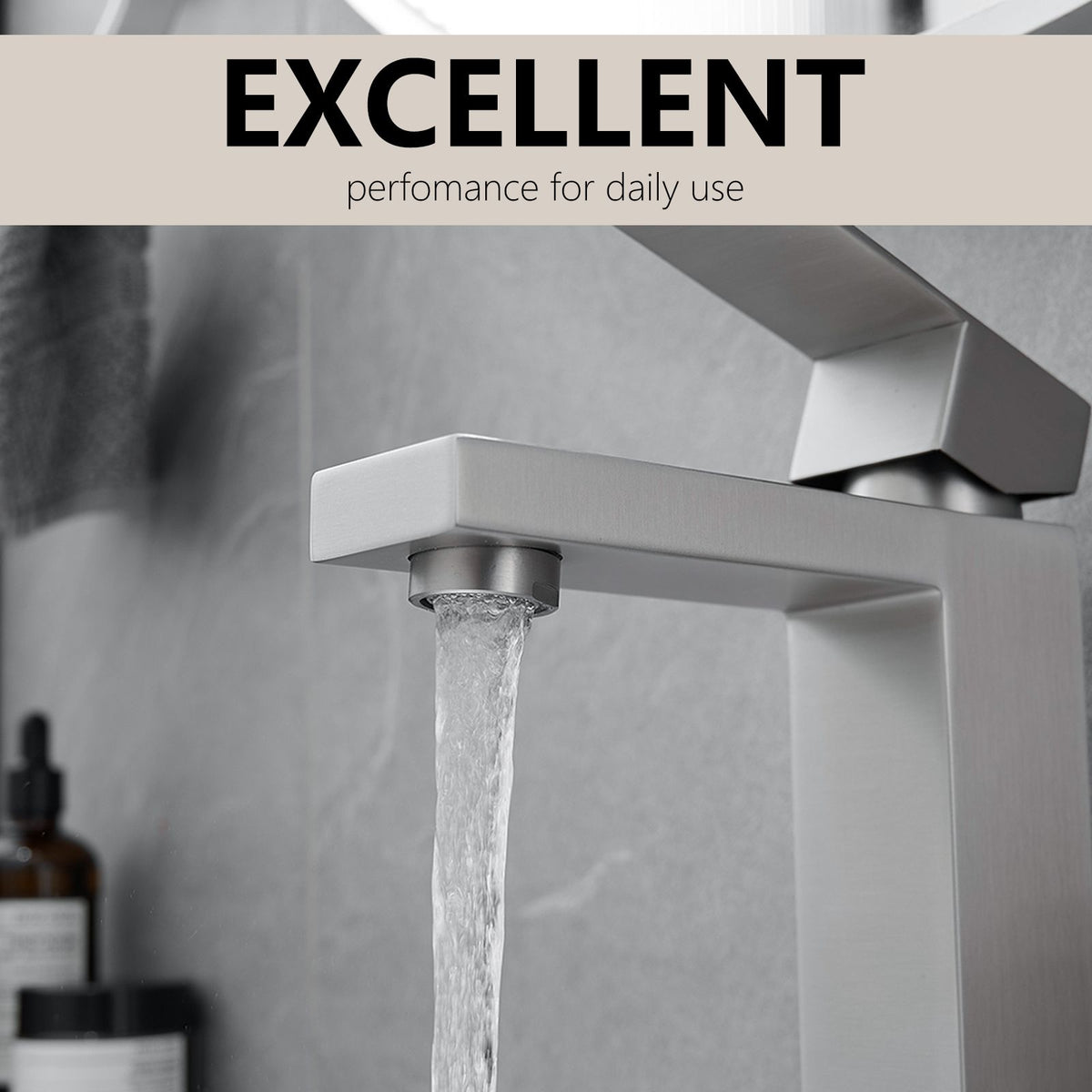 Brushed Nickel Waterfall Bathroom Faucet Set