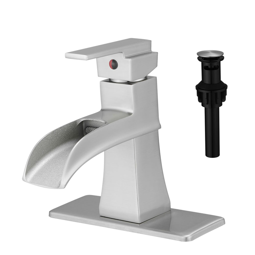 Single-Handle Waterfall Bathroom Sink Faucet Set