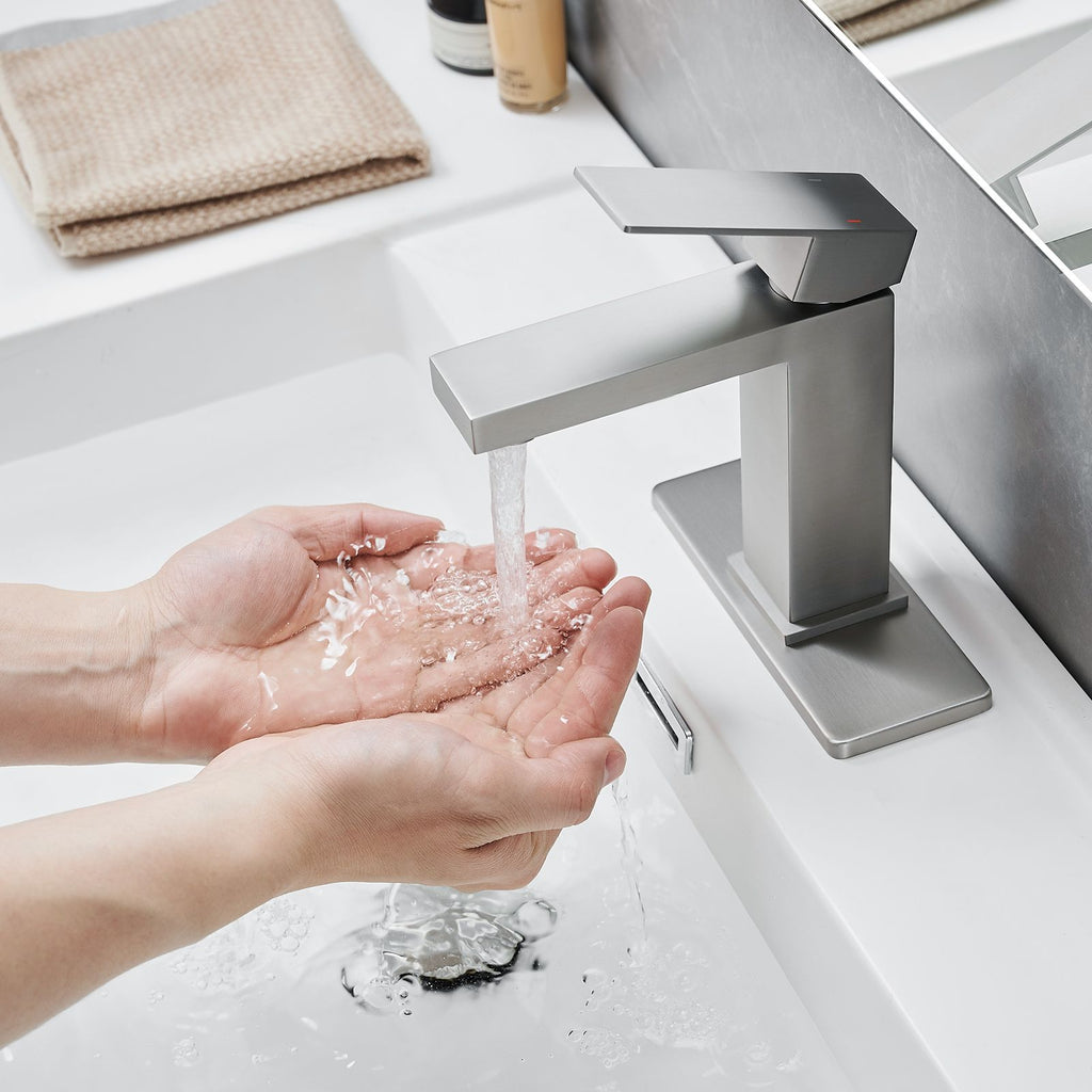 Brushed Nickel Waterfall Bathroom Faucet Set