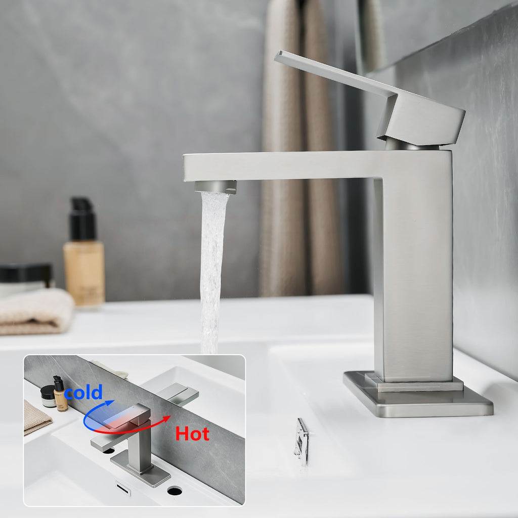 Brushed Nickel Waterfall Bathroom Faucet Set