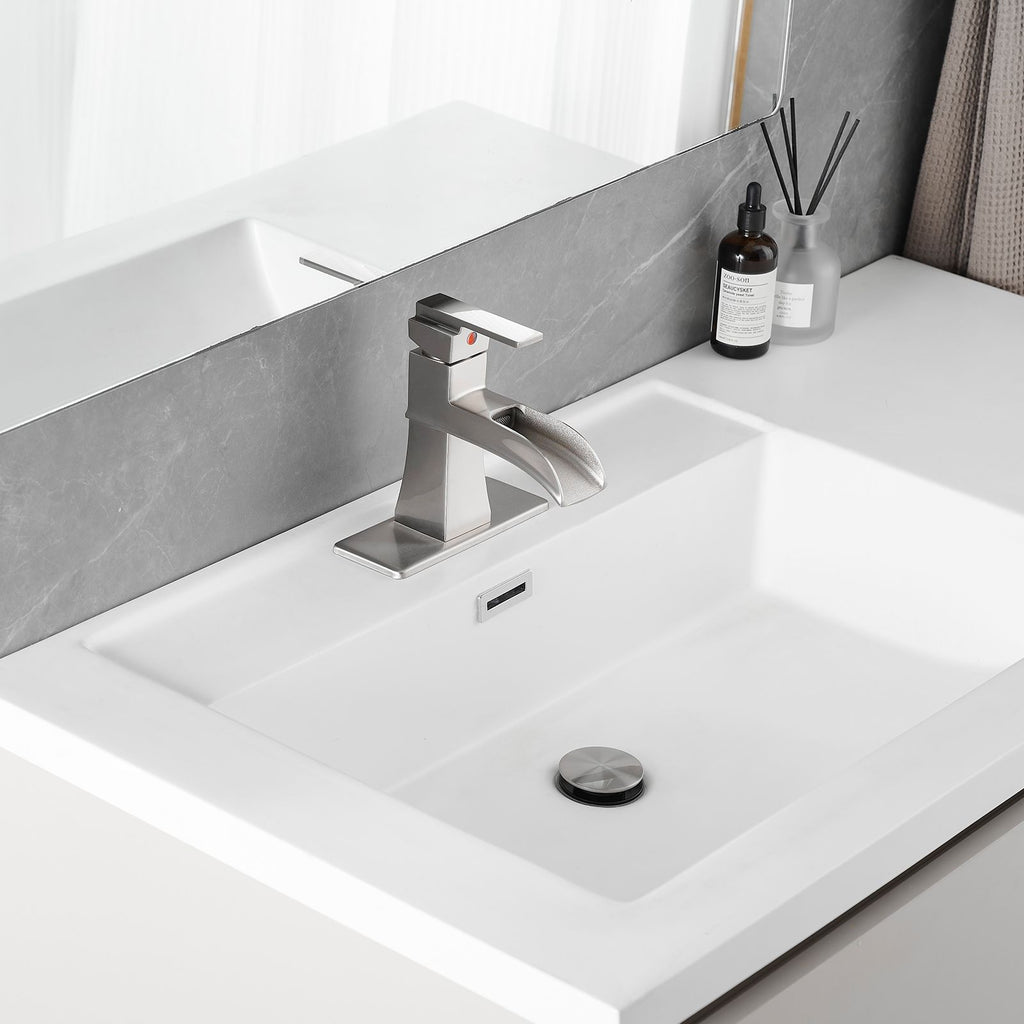Single-Handle Waterfall Bathroom Sink Faucet Set
