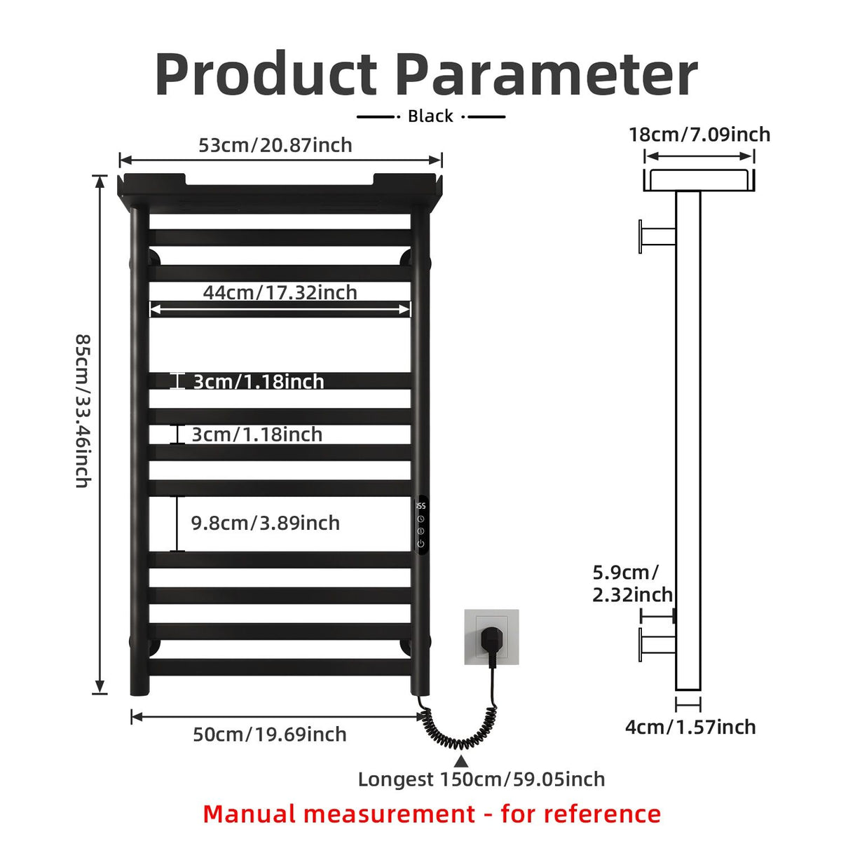 Smart WiFi Heated Towel Rack with Shelf and App Control