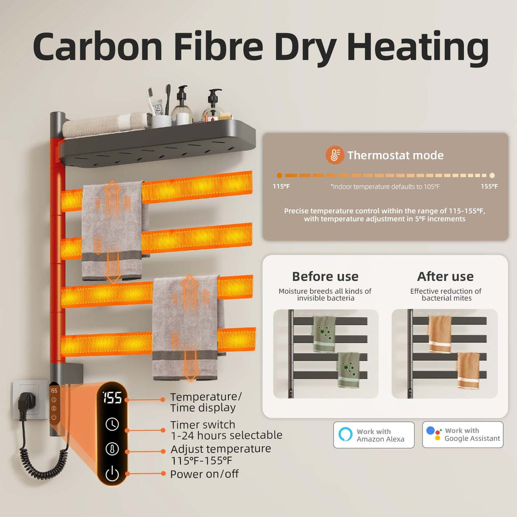 Smart Rotating Towel Warmer with App Control