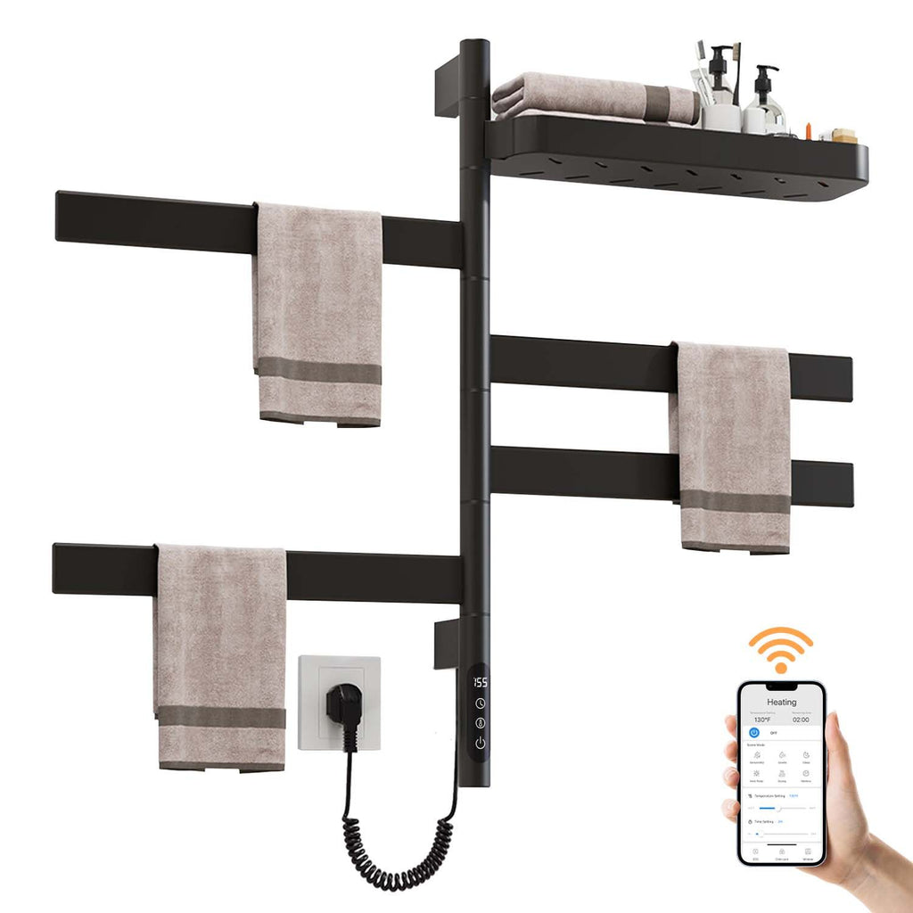 Smart Rotating Heated Towel Rack with WiFi and Voice Control