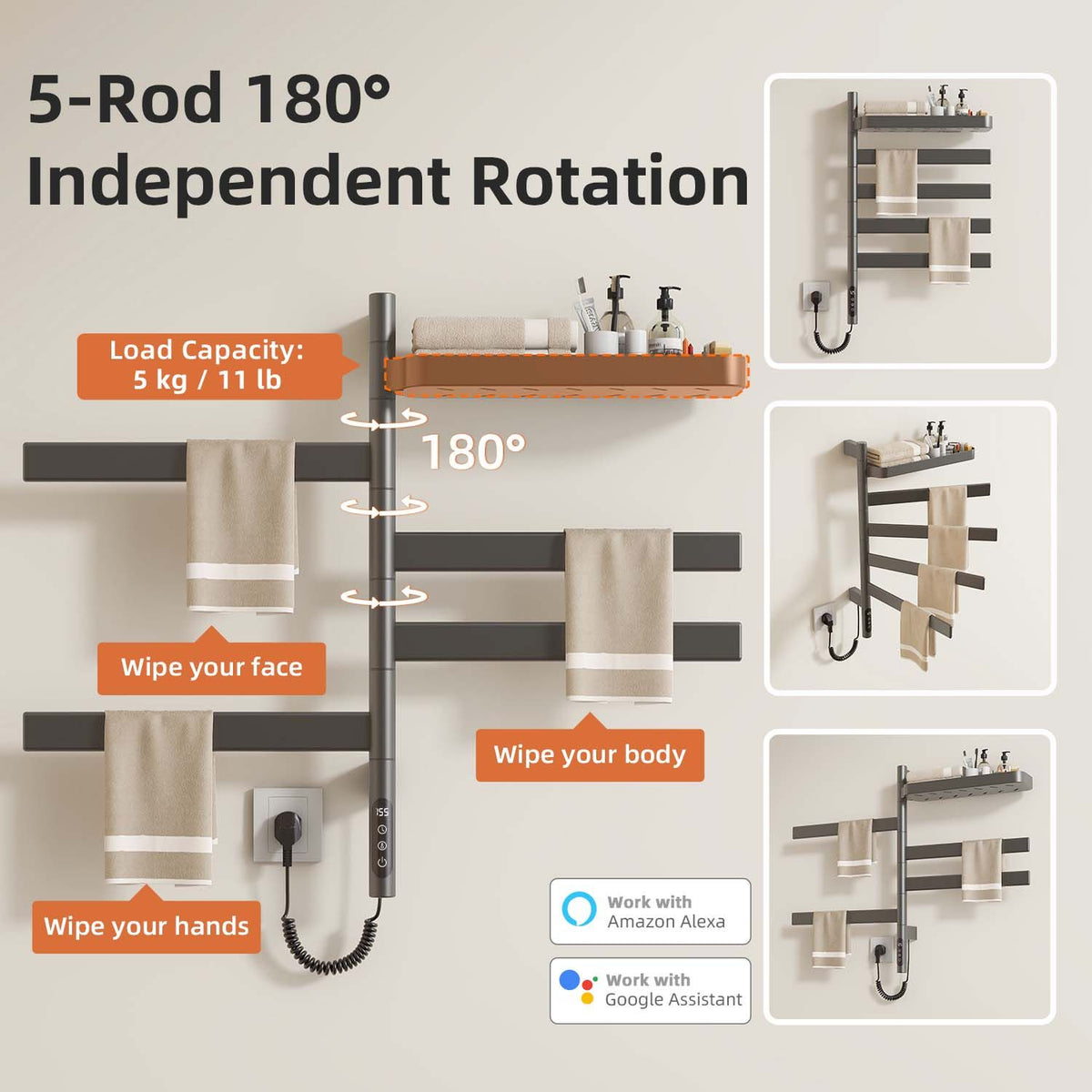 Smart Rotating Towel Warmer with App Control