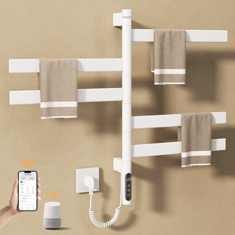 Smart Wall-Mounted Towel Warmer with Four Swivel Arms