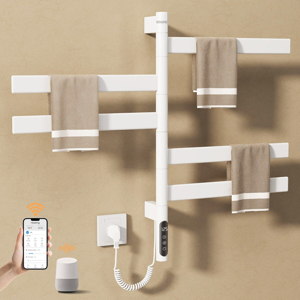 Smart Wall-Mounted Towel Warmer with Four Swivel Arms