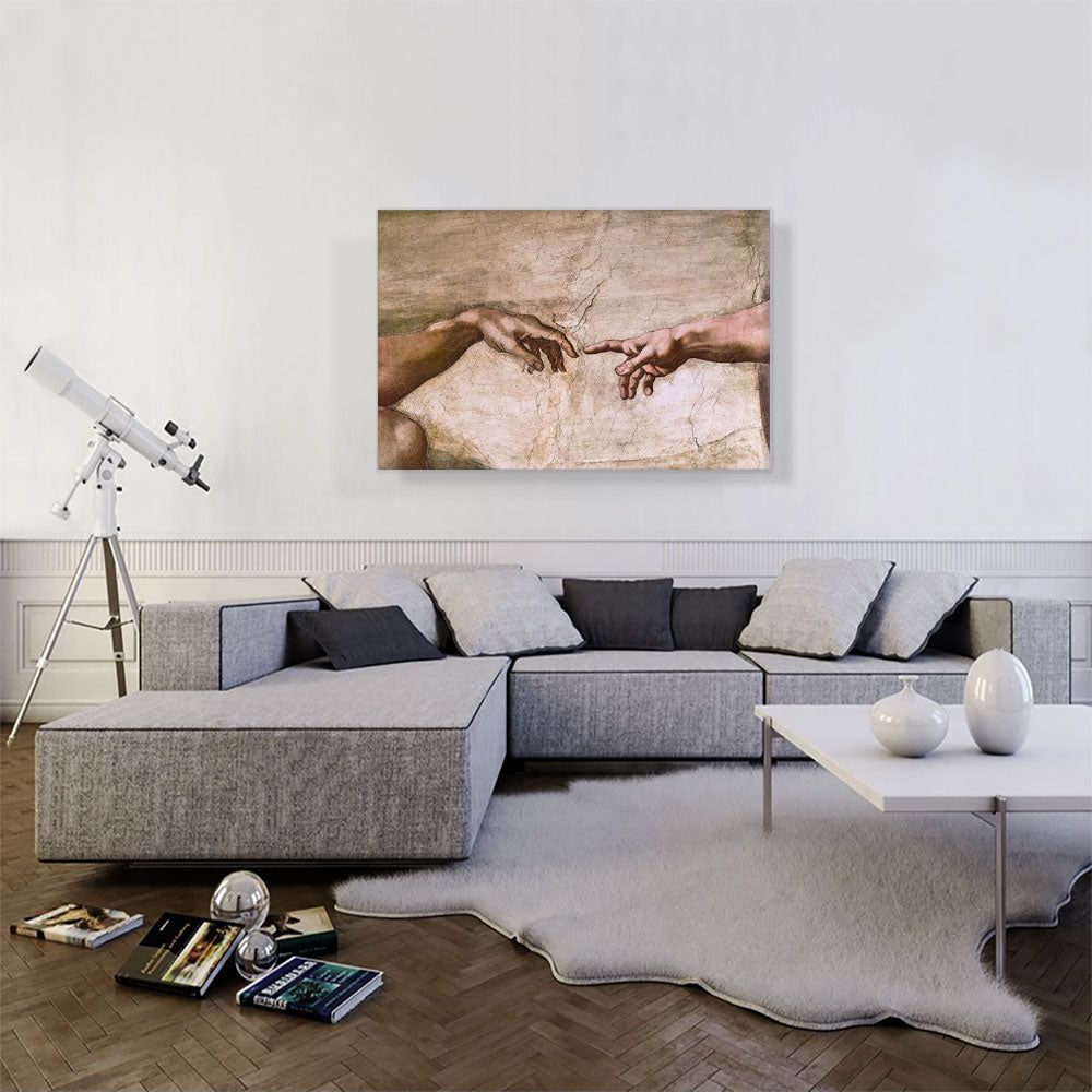 Sistine Chapel God and Adam Hands Canvas Art