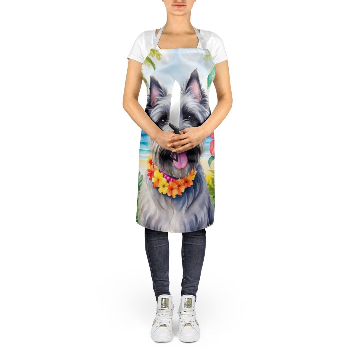 Skye Terrier Luau Bib Apron for Kitchen and Crafts