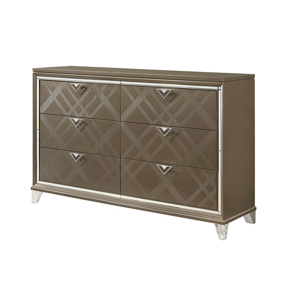 Skylar Dark Champagne Six-Drawer Dresser