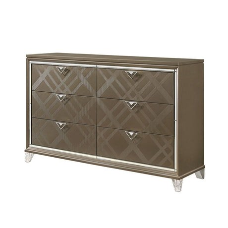 Skylar Dark Champagne Six-Drawer Dresser